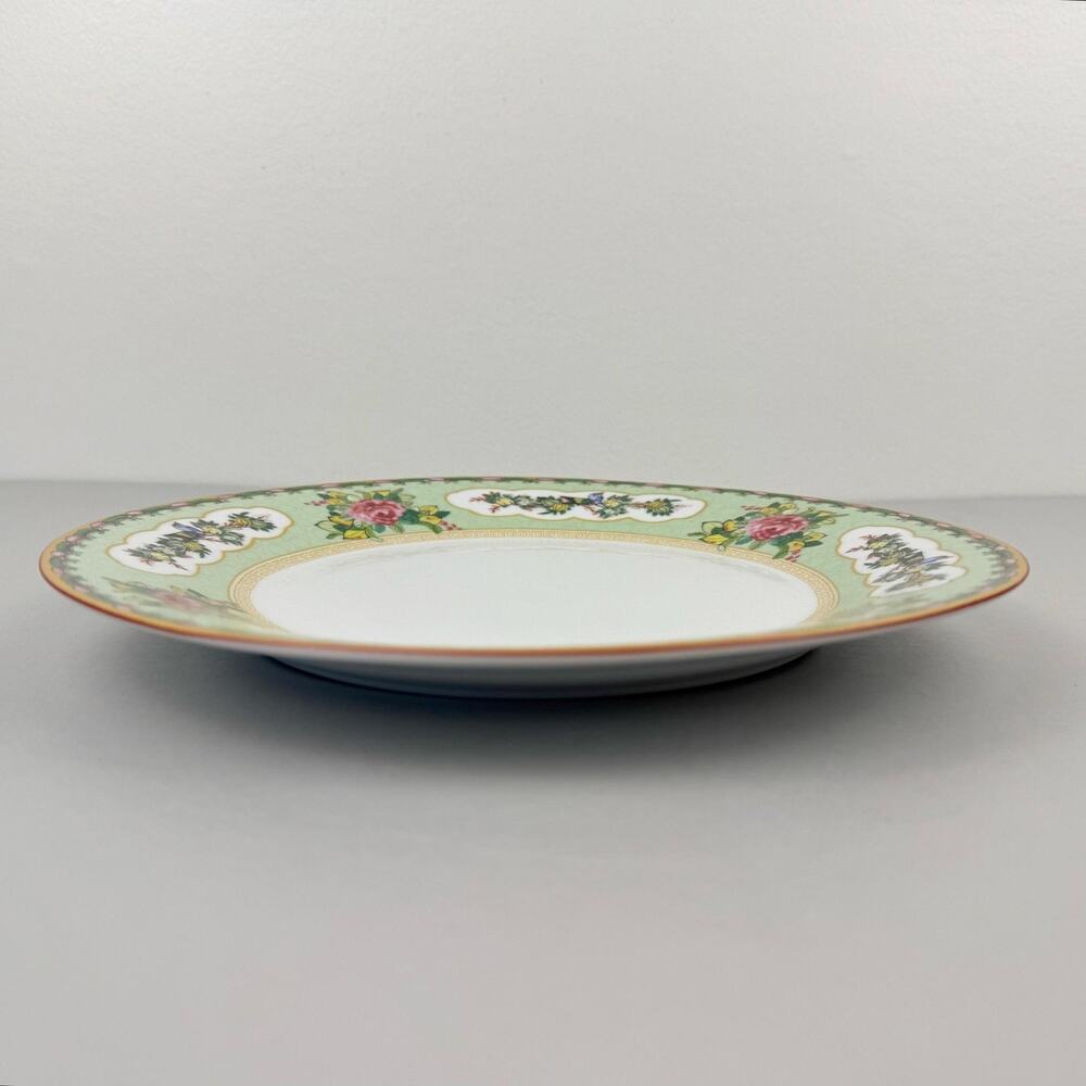 Williams Sonoma Famille Rose Dinner Plate 10.75" Green Floral Bird Gold NEW - Picture 2 of 5